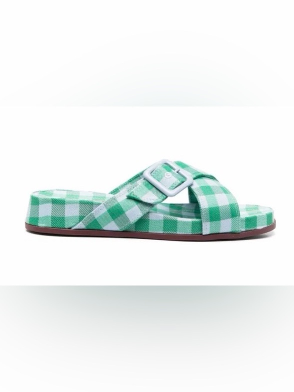 Antonik‎ Green Gingham Buckle Sandal slides US 9-9.5